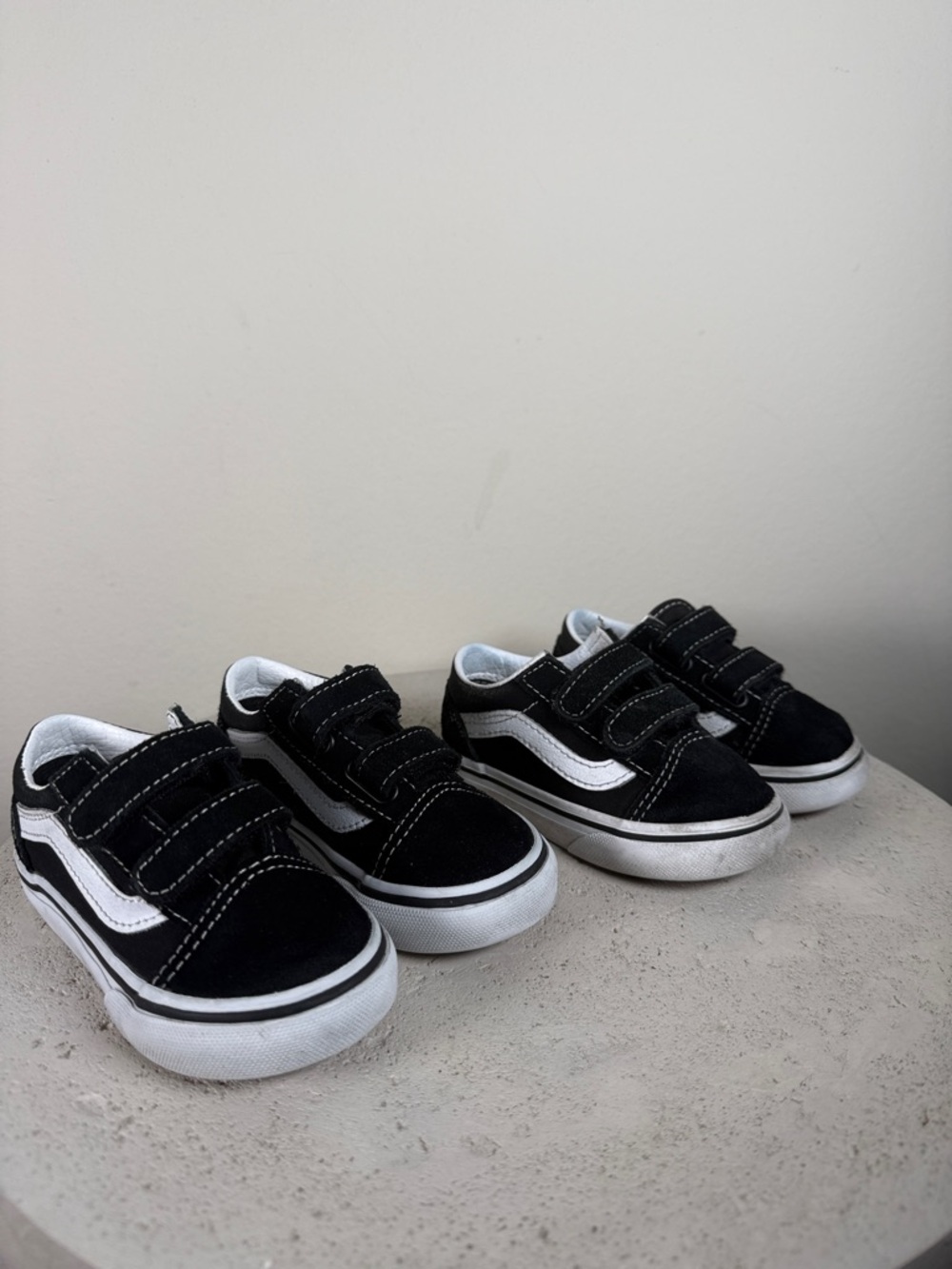 Vans Black and White Kids Velcro Sneakers $15